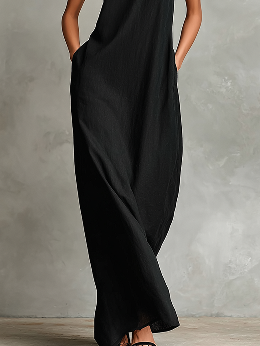Haydée | Vestido Largo Minimalista de Cuello Alto