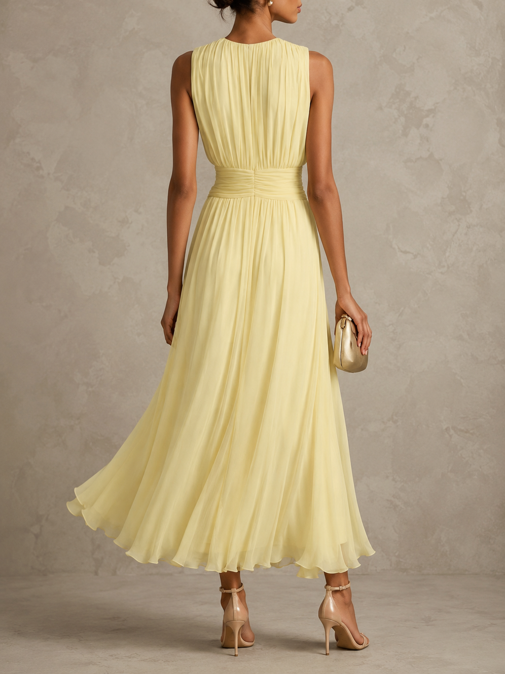 Isabel | Vestido Maxi sin Mangas con Cintura Fruncida