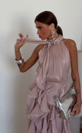 Yarelis | Vestido Maxi con Volantes y Cuello Halter