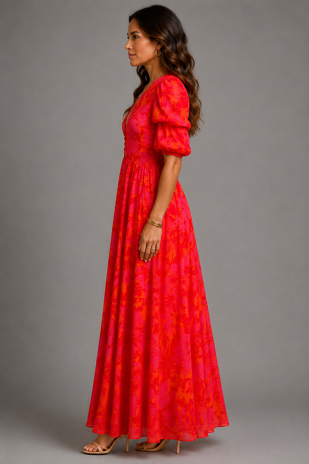 Olimpia | Vestido Fluido en Rosa y Naranja