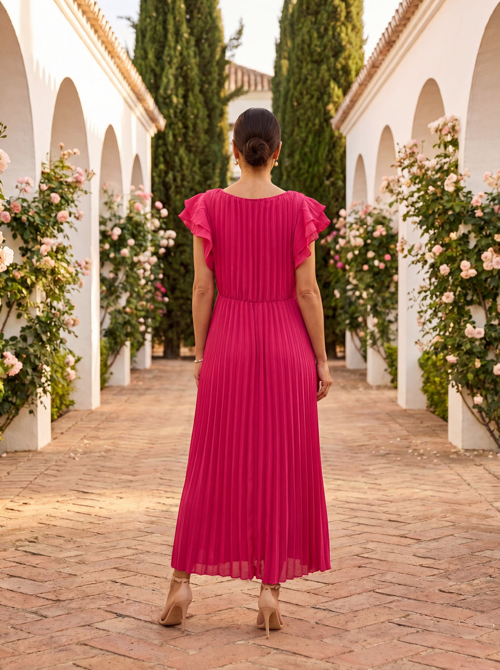 Seraphina | Vestido Maxi Plisado con Cintura Anudada