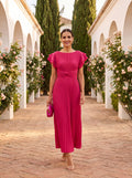 Seraphina | Vestido Maxi Plisado con Cintura Anudada