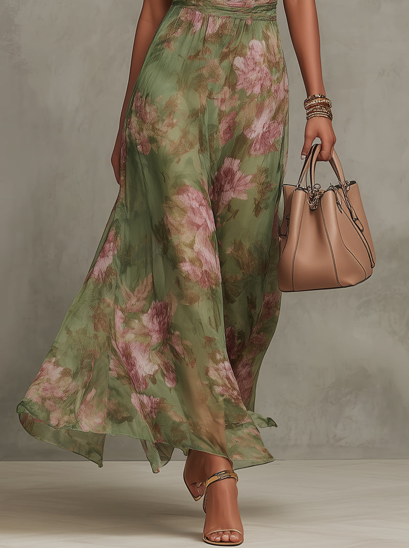 Yanira | Vestido Maxi Floral con Cuello Halter