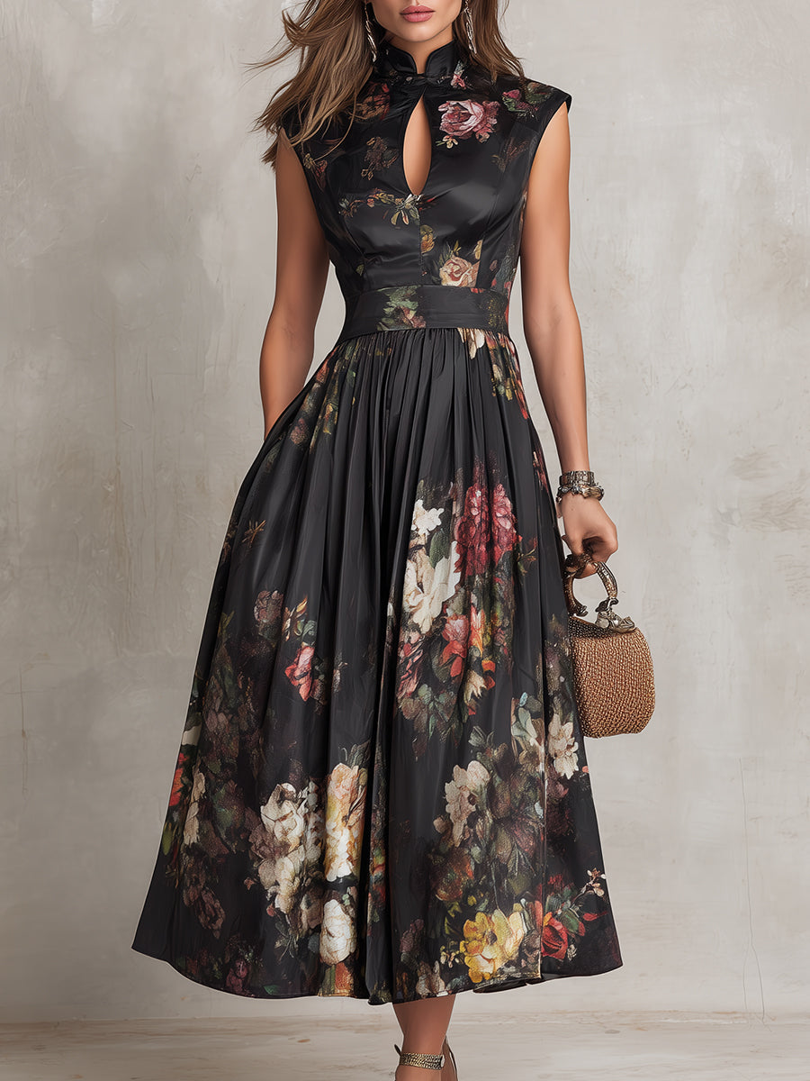 Ileana | Vestido Midi Floral de Satén
