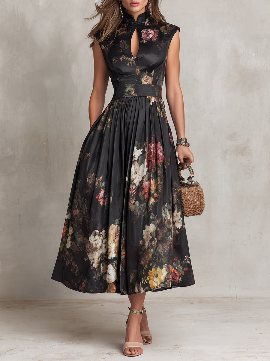 Ileana | Vestido Midi Floral de Satén