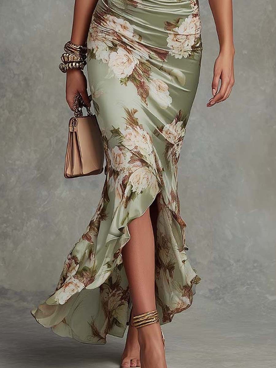 Nitza | Vestido Satinado con Estampado Floral