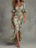 Nitza | Vestido Satinado con Estampado Floral
