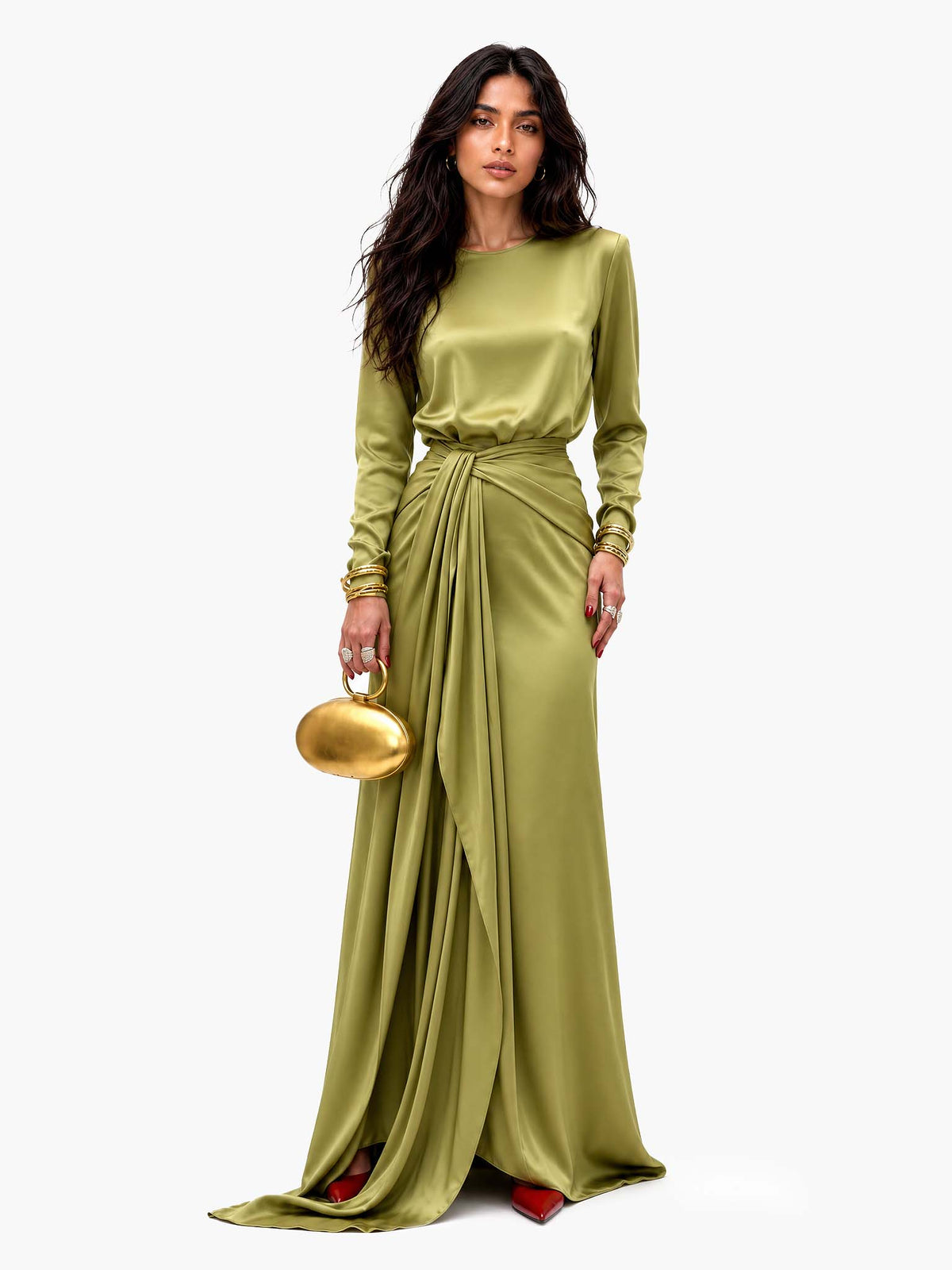 Mónica | Vestido Maxi de Satén Drapeado