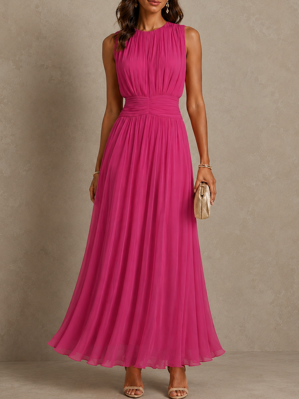 Isabel | Vestido Maxi sin Mangas con Cintura Fruncida