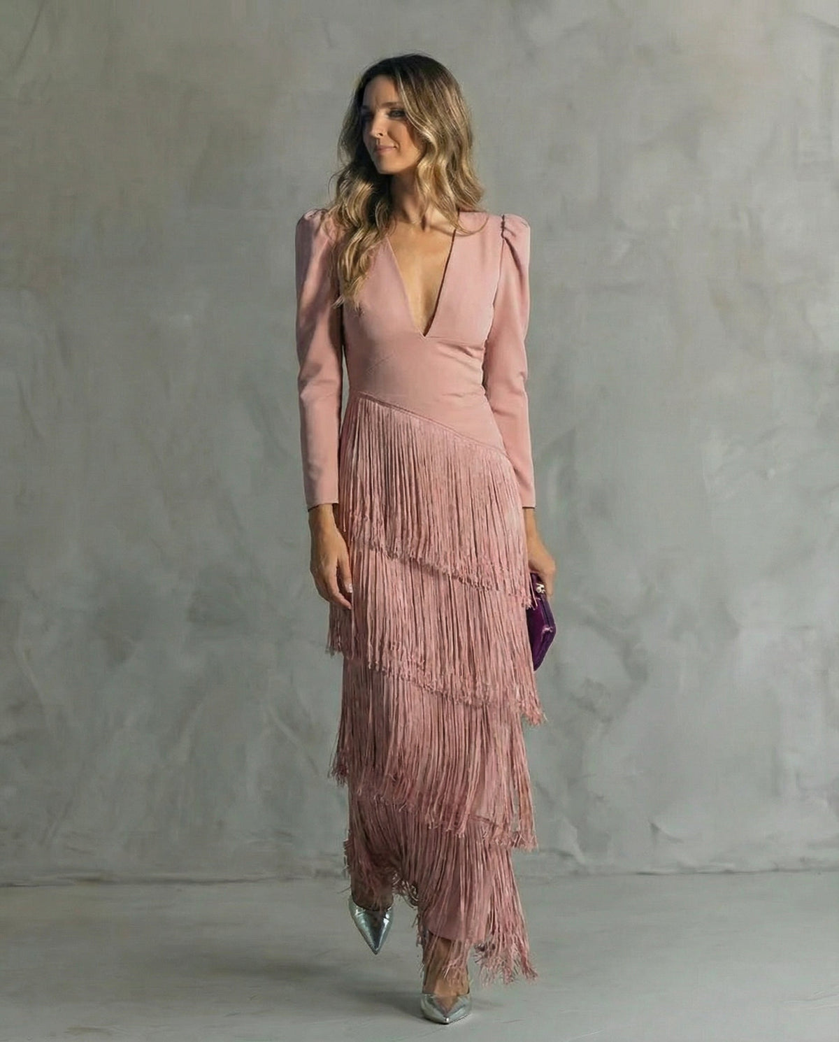 Kiara | Vestido Elegante con Mangas de Flecos