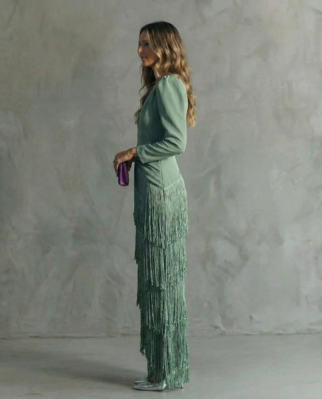 Kiara | Vestido Elegante con Mangas de Flecos