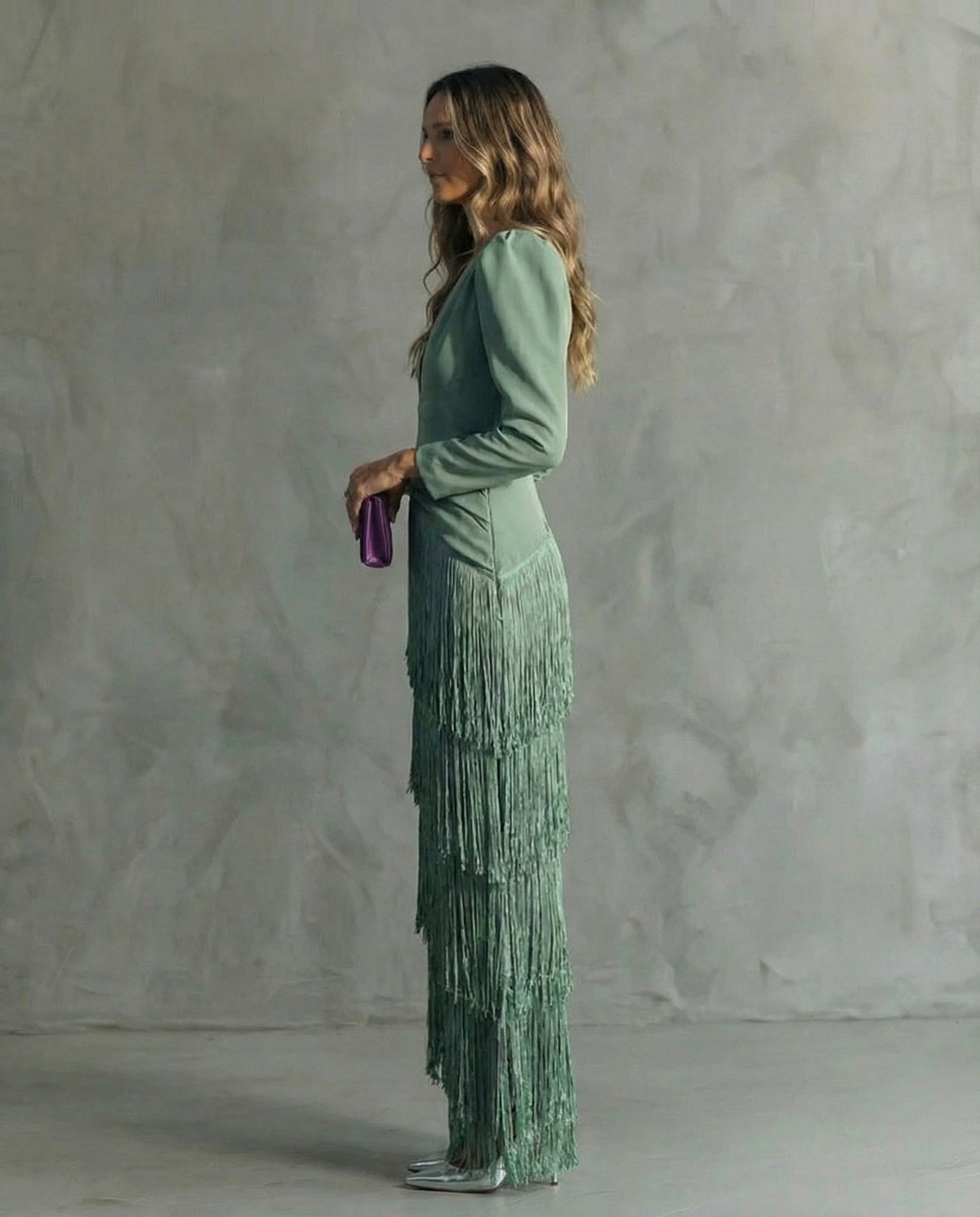 Kiara | Vestido Elegante con Mangas de Flecos