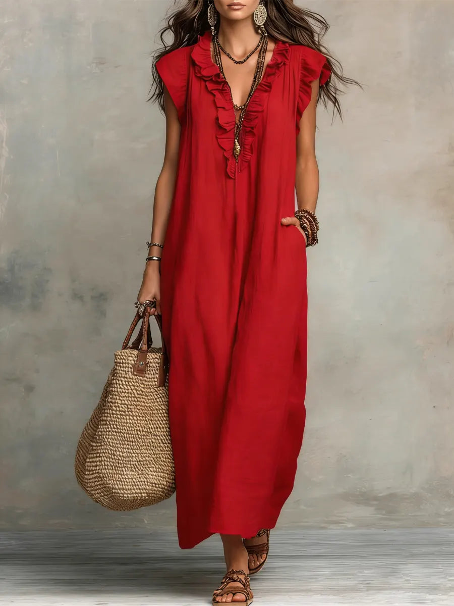 Arelis | Vestido Largo Boho de Lino