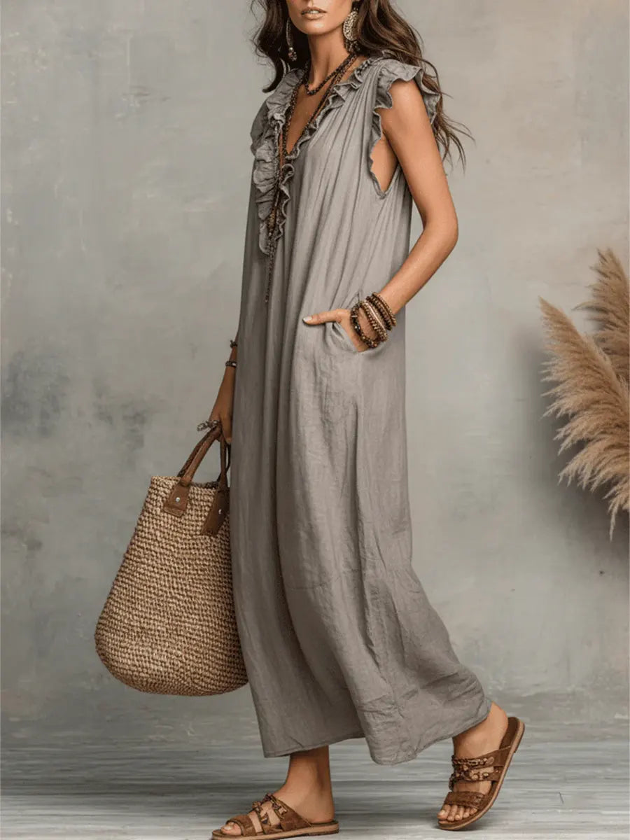 Arelis | Vestido Largo Boho de Lino