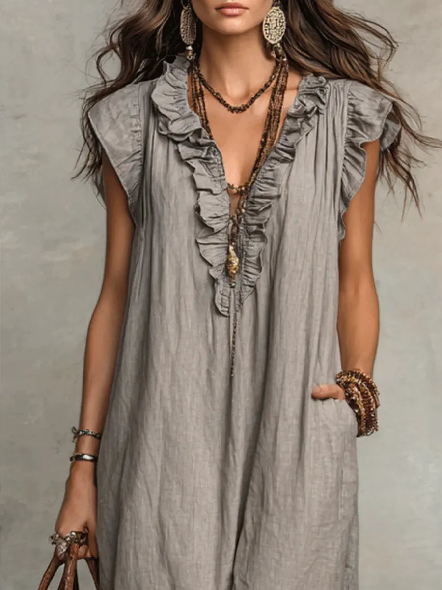 Arelis | Vestido Largo Boho de Lino