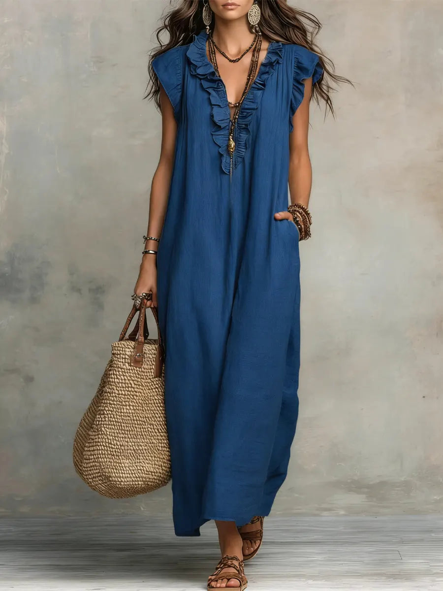 Arelis | Vestido Largo Boho de Lino