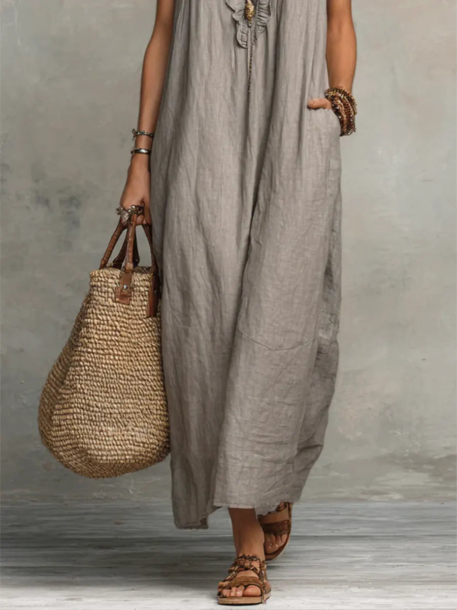 Arelis | Vestido Largo Boho de Lino