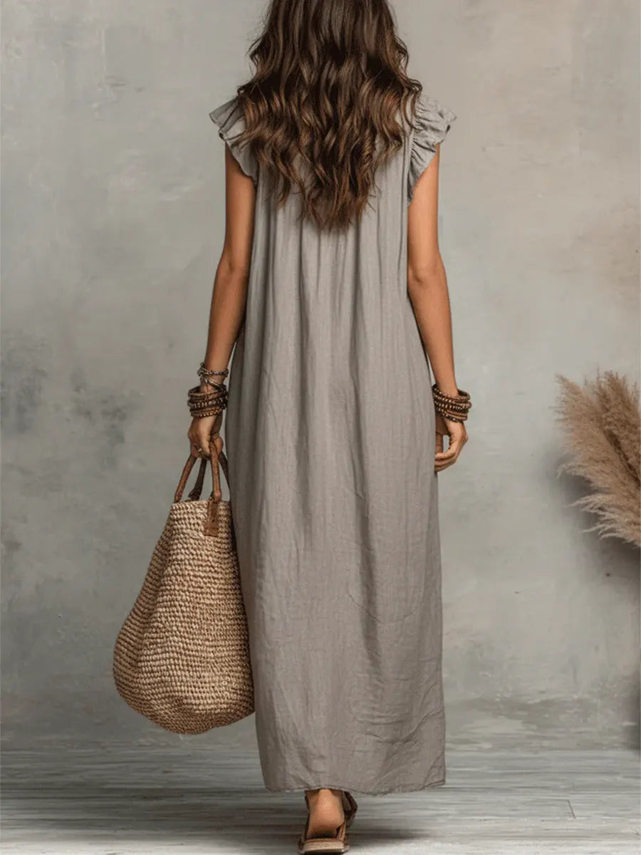 Arelis | Vestido Largo Boho de Lino